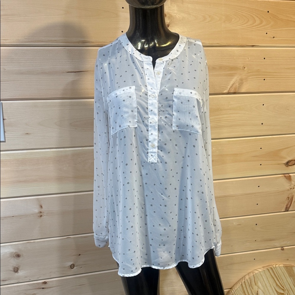Old Navy white sheer tunic with gray stars